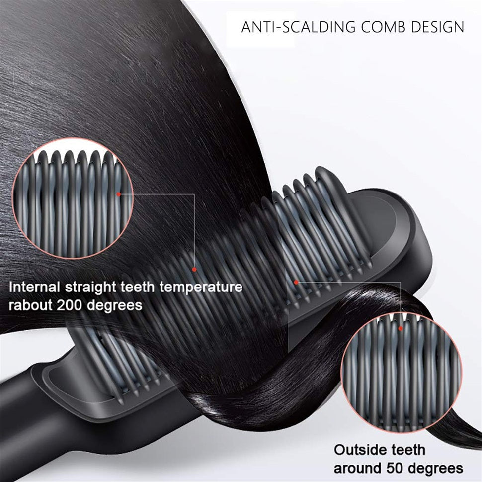 2 in 1 Electric Hair Straightener Curler Heating Styling Comb Straightening Brush - Multicolors 909