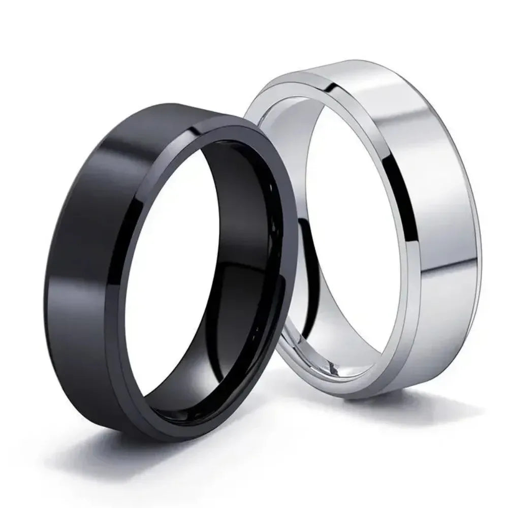 New Fashion Charm Jewelry Ring for Men Women Stainless Steel Black Rings Wedding Engagement High Quality Matte Male Accessory