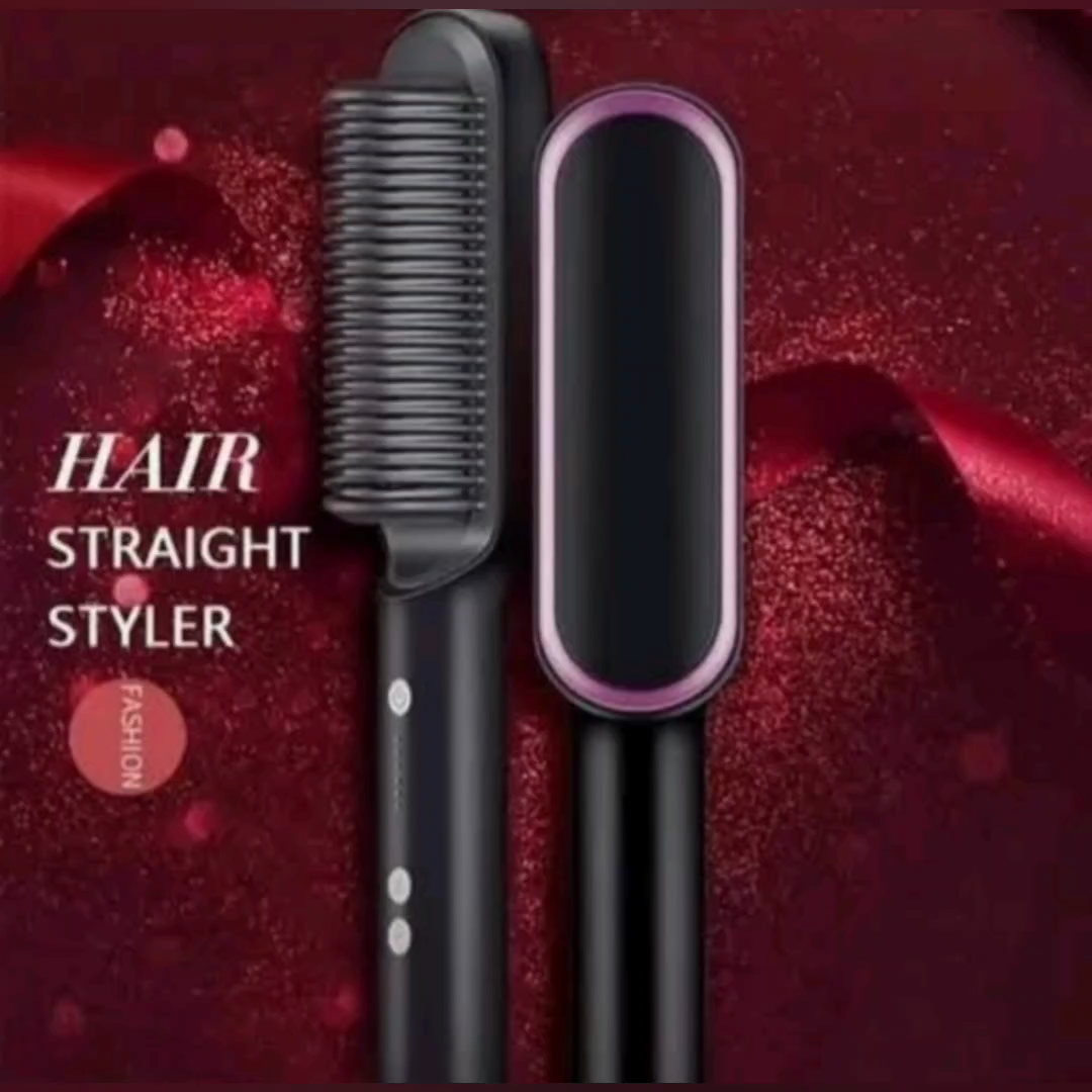 2 in 1 Electric Hair Straightener Curler Heating Styling Comb Straightening Brush - Multicolors 909