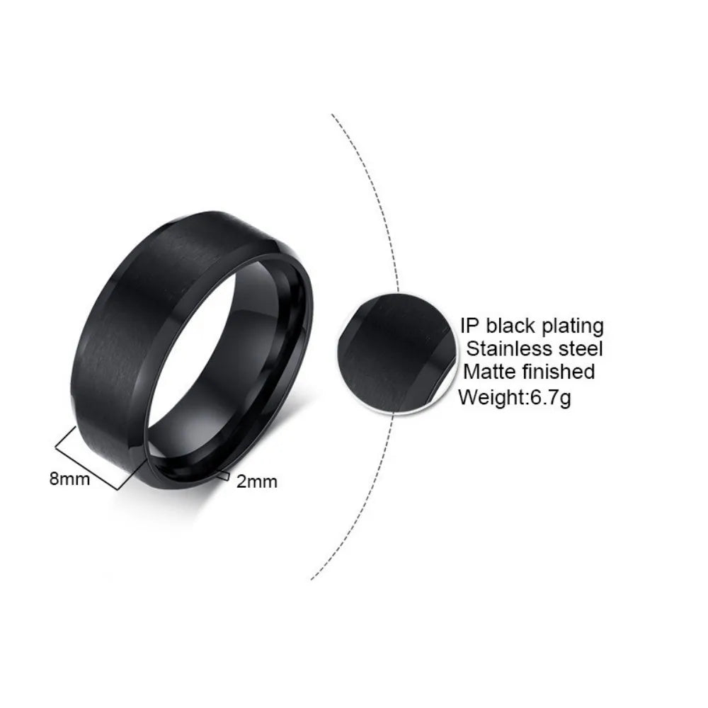 New Fashion Charm Jewelry Ring for Men Women Stainless Steel Black Rings Wedding Engagement High Quality Matte Male Accessory