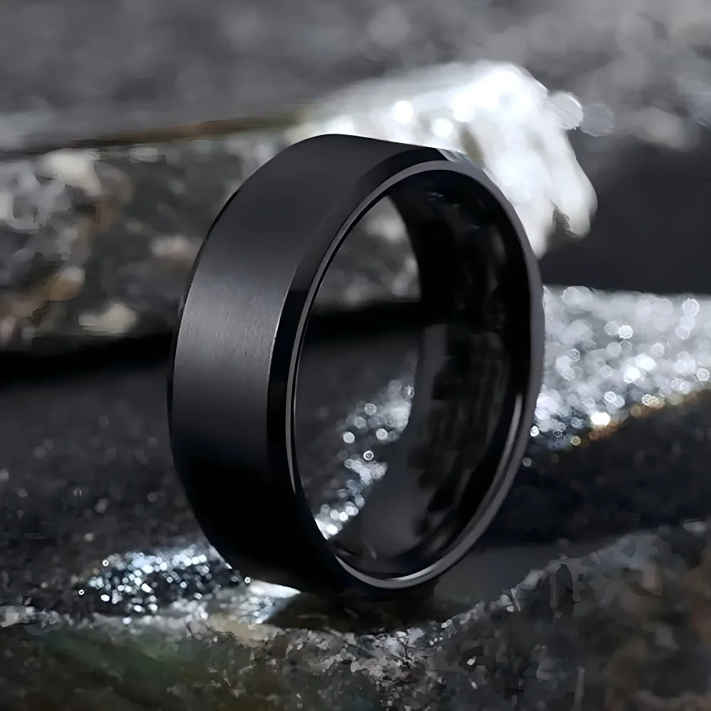 New Fashion Charm Jewelry Ring for Men Women Stainless Steel Black Rings Wedding Engagement High Quality Matte Male Accessory